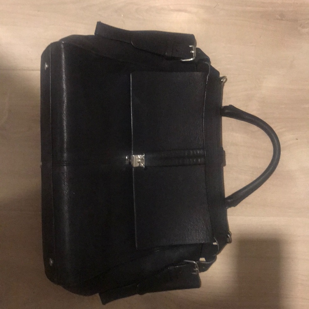 Carven black flap satchel tote